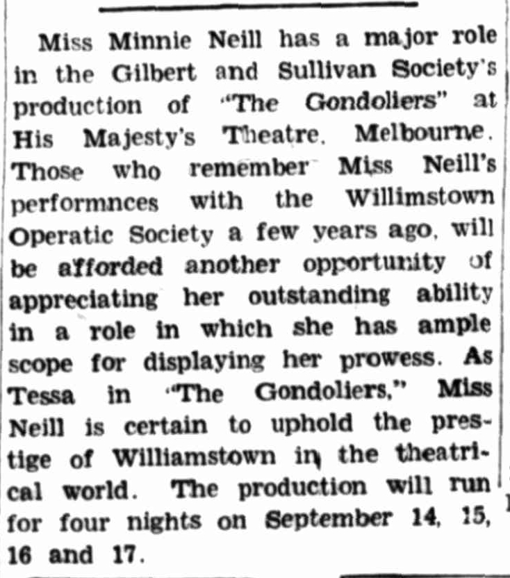 Article from the Williamstown Chronicle on Tessa - Minnie Neill 
